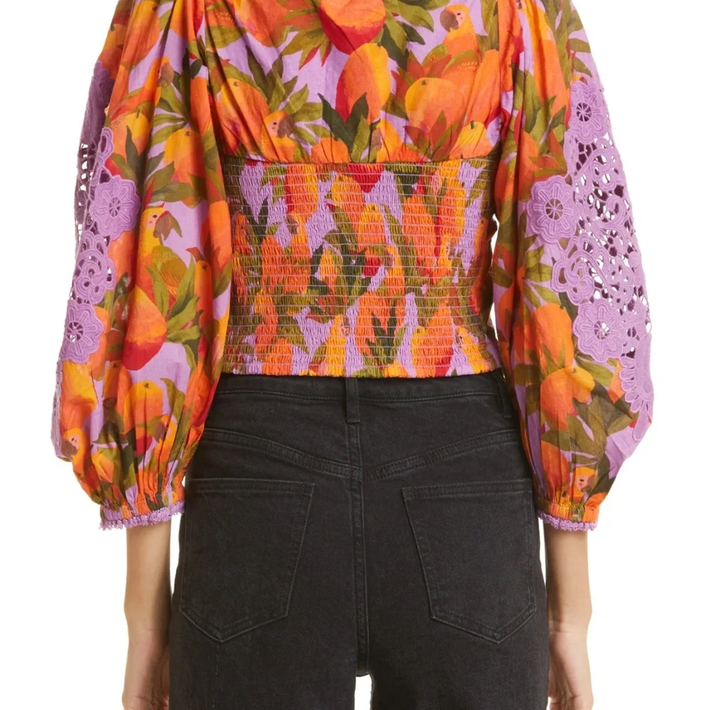 Farm Rio Mango Print Lilac Crop Top - Picture 7 of 7